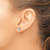 14k White Gold Diamond Cluster Stud Earrings, Floral Design, Screw Back