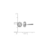 14k White Gold Diamond Cluster Stud Earrings in Floral Hexagon Setting, Screw Back