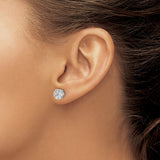 14k White Gold Diamond Cluster Stud Earrings with Floral Hexagon Design