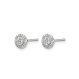 14k White Gold Diamond Cluster Stud Earrings with Pavé Setting, Minimalist Classic Style for Women