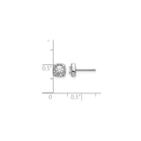 14k White Gold Diamond Halo Stud Earrings with Round Center and Cushion Halo