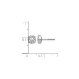 14k White Gold Diamond Stud Earrings with Round Cluster and Halo Design