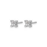 14k White Gold Diamond Stud Earrings with Princess Cut Square Cluster, Screwback Design