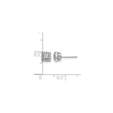 14k White Gold Diamond Stud Earrings, Cushion Cluster Design, Round Cut Diamonds