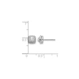 14k White Gold Cushion Halo Stud Earrings with Round Cut Diamond Center and Double Pavé Halo