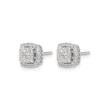 14k White Gold Diamond Stud Earrings with Cushion Cut and Double Halo Design