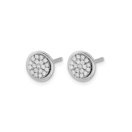 14k White Gold Diamond Cluster Stud Earrings, Floral Inspired Pave Setting for Women