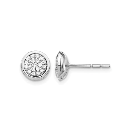 14k White Gold Diamond Cluster Stud Earrings, Floral Inspired Pave Setting for Women