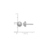 14k White Gold Stud Earrings with Diamond Center and Double Halo Design