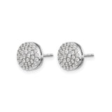 14k White Gold Stud Earrings with Diamond Cluster Design and Pave Cubic Zirconia