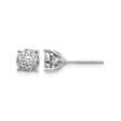 14k White Gold Diamond Cluster Stud Earrings, Floral Round Design for Women
