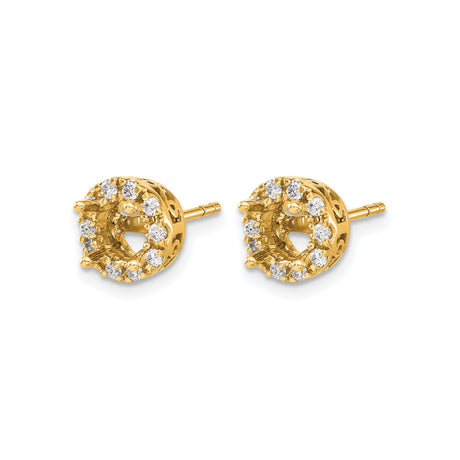 14k Yellow Gold Stud Earrings with Cubic Zirconia, Halo Setting, Infinity Design