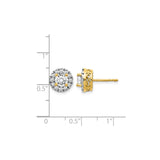 14k Yellow Gold Stud Earrings with Cubic Zirconia, Halo Setting, Infinity Design