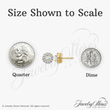 14k Yellow Gold Stud Earrings with Diamonds, Halo Setting, Infinity Design