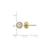14k Yellow Gold Stud Earrings with Diamond Halo, Vintage Filigree Design for Women