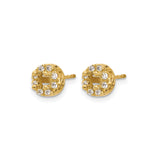 14k Yellow Gold Stud Earrings with Diamond Cluster Halo and Vintage Cutout Design