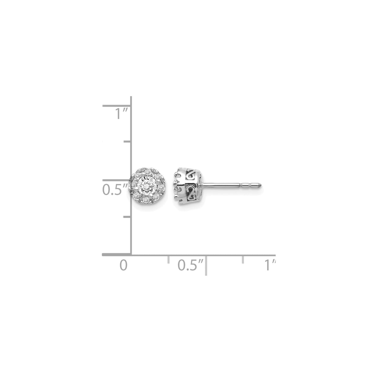 14k White Gold Stud Earrings with Diamond Halo and Celtic Knot Design