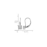 14k White Gold Leverback Earrings with Diamond Cluster Floral Design