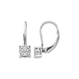 14k White Gold Leverback Earrings with Diamond Cluster Floral Design