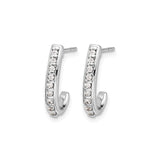 10k White Gold Huggie Hoop Earrings with Diamond Channel Set, Lightweight Modern Style