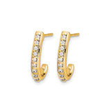 14k Yellow Gold Hoop Earrings with Channel Set Round Diamonds, Small Huggie Style for Women