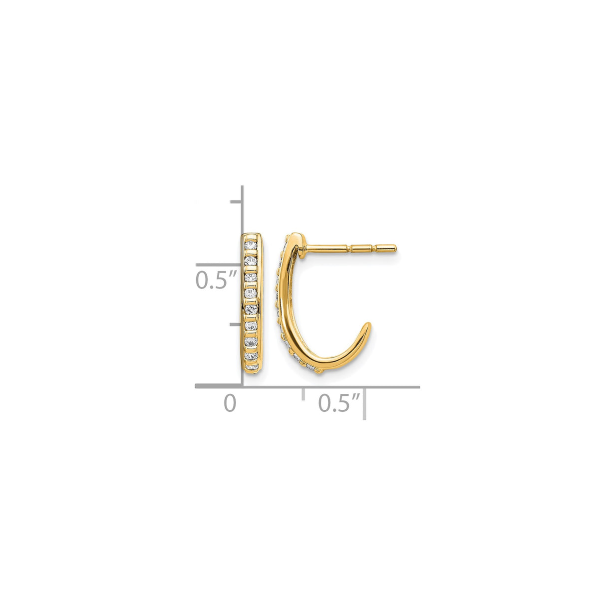 14k Yellow Gold Hoop Earrings with Channel Set Round Diamonds, Small Huggie Style for Women