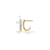 14k Yellow Gold Hoop Earrings with Channel Set Round Diamonds, Small Huggie Style for Women