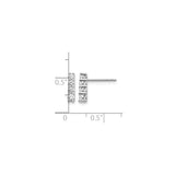 14k White Gold Diamond Vertical Bar Stud Earrings, Modern Minimalist Style for Women