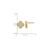 14k Yellow Gold Quatrefoil Stud Earrings with Diamond Accents, Clover Floral Design