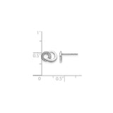 14k White Gold Stud Earrings with Diamond Accents, Interlocking Circles Infinity Design