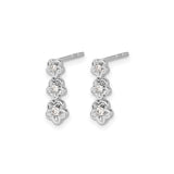 14k White Gold Drop Earrings with Diamond Accents, Three Flower Motif Design