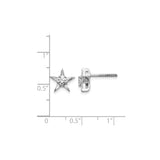 14k White Gold Star Stud Earrings with Diamond Center and Baguette Accents