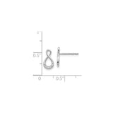 14k White Gold Infinity Stud Earrings with Diamonds, Open Design, Minimalist Style for Women