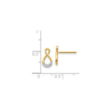 14k Yellow Gold Infinity Stud Earrings with Diamond Accents, Two Tone Design for Women