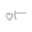 14k White Gold Heart Shaped Diamond Stud Earrings with Open Outline Design