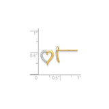 14k Yellow Gold Heart Stud Earrings with Diamond Accents, Open Heart Design for Women