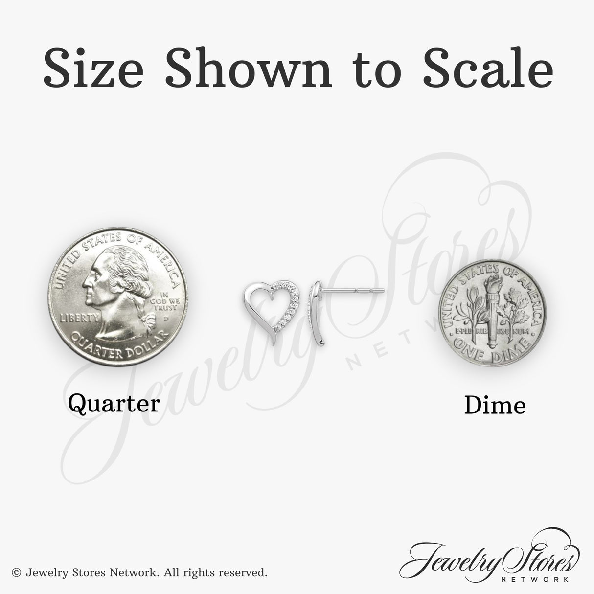 14k White Gold Heart Stud Earrings with Diamonds, Open Heart Design for Women