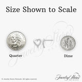 14k White Gold Heart Stud Earrings with Diamonds, Open Heart Design for Women