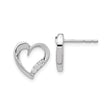 14k White Gold Heart Stud Earrings with Diamond Accents, Romantic Design for Women