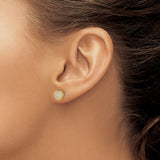 14k Yellow Gold Heart Stud Earrings with Pavé Set Diamonds, Screw Back