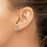 14k White Gold Heart Stud Earrings with Diamond Pavé Detailing for Women