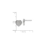 14k White Gold Heart Stud Earrings with Diamond Pavé Detailing for Women