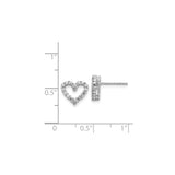 14k White Gold Heart Shaped Diamond Stud Earrings with Open Heart Design for Women