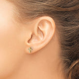 Yellow Gold Cross Pendant With Diamond Studs Unisex Jewelry