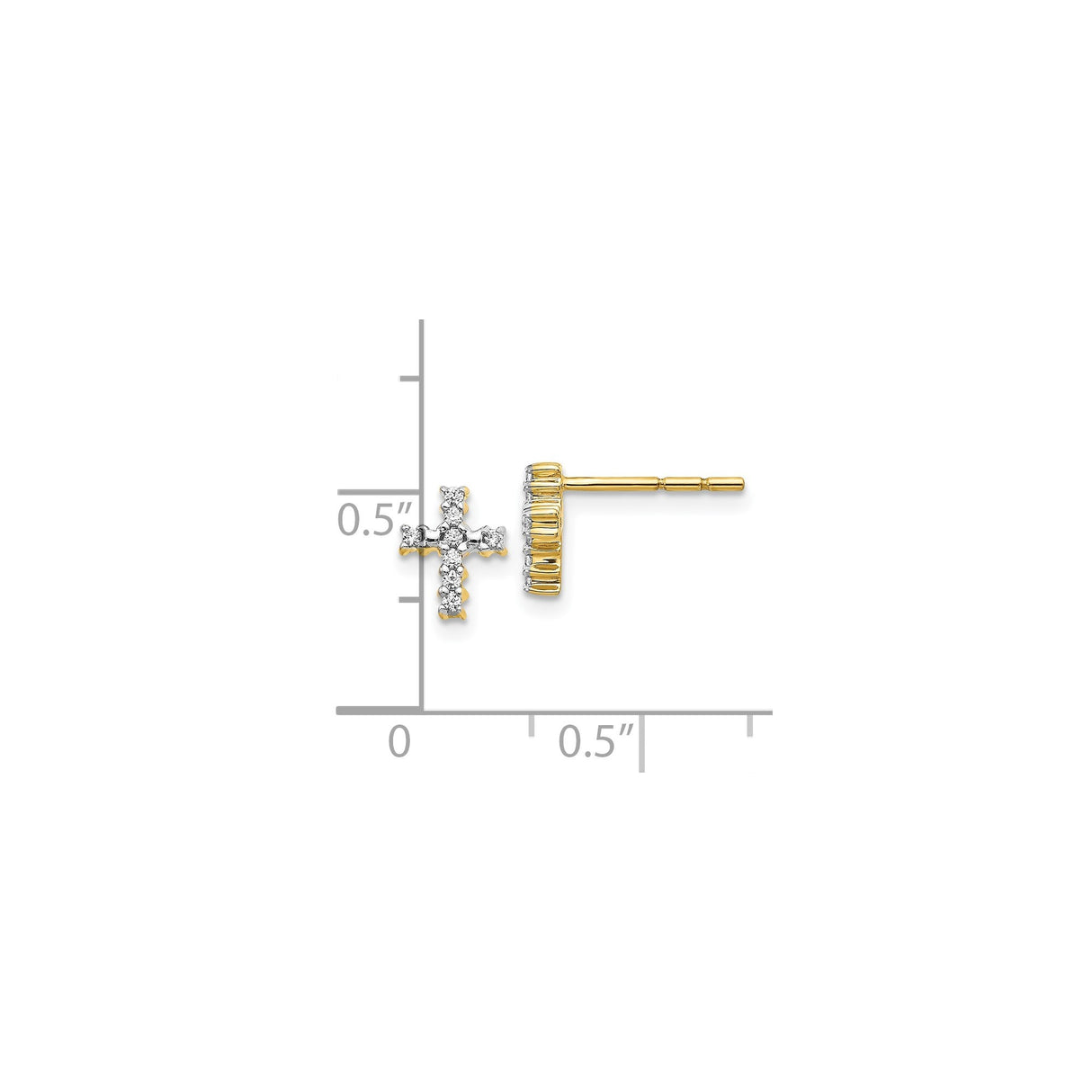 Yellow Gold Cross Pendant With Diamond Studs Unisex Jewelry