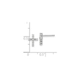 14k White Gold Diamond Cross Stud Earrings, Prong Set Faith-Inspired Unisex Jewelry