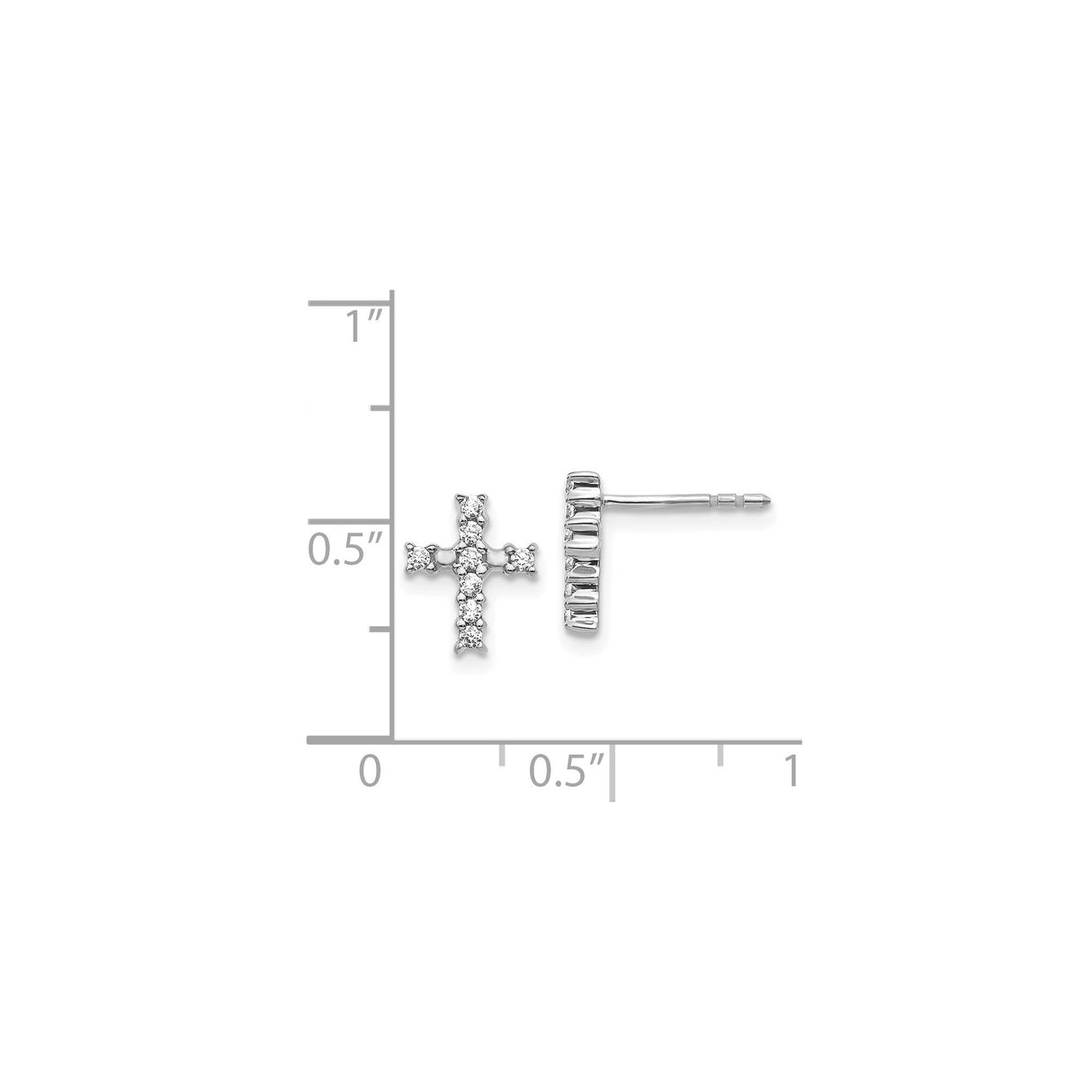 14k White Gold Cross Pendant with Diamond, Minimalist Faith Jewelry for Men and Women
