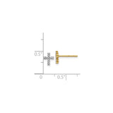 14k Yellow Gold Cross Stud Earrings with Diamond, Christian Faith Jewelry for Women