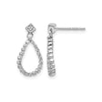 14k White Gold Teardrop Dangle Earrings with Diamond Accents and Square Cut Diamond Posts