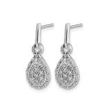 14k White Gold Teardrop Dangle Earrings with Pavé Diamond Cluster Design